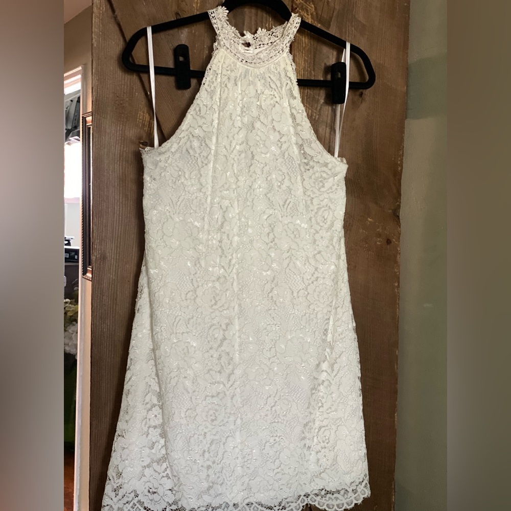 Lace high neck dress